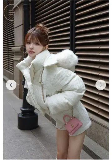 택 포함 미사용 새상품 Randy 비대칭 버클 트위드 패딩 자켓