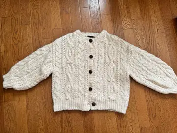 Heather 팝콘 케이블 가디건 아이보리