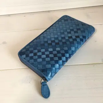 D3 새상품 양가죽 라운드 지퍼 인트레차트 장지갑 램스킨 파랑