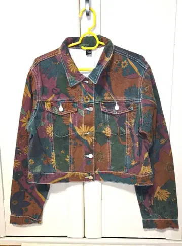 SHEIN ICON 플로럴 꽃무늬 크롭 데님 자켓