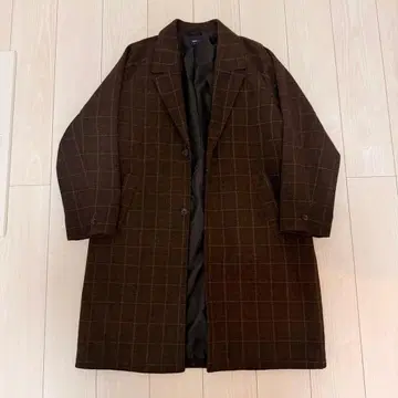 Ciaopanic 브라운 체스터 코트 체크 무늬