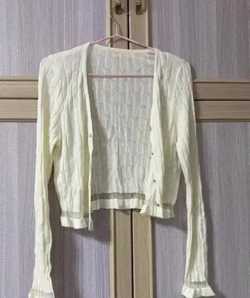 아이보리 케이블 짜임 가디건