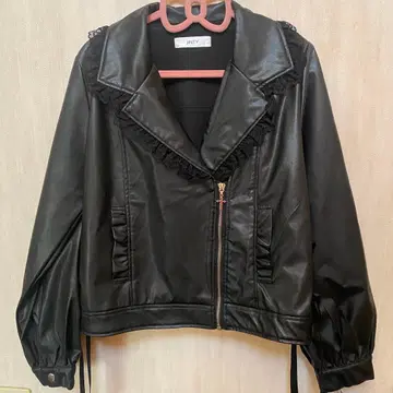 에코 가죽 자켓 얇은 소재 십자가 참 레이스업 다크코어 y2k