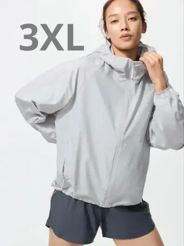 새상품급 유니클로 포켓터블 UV컷 후드티 3XL 라이트 그레이