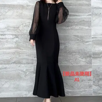 [ 미사용 새상품 ] 시어 볼륨 슬리브 머메이드 원피스