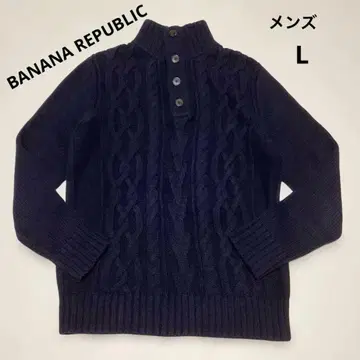 새상품급 바나나리퍼블릭 니트 케이블 풀오버 네이비 코튼 L