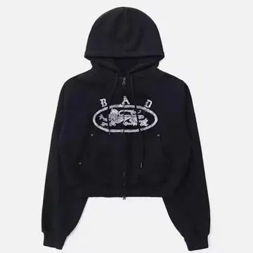 BAD Bad Blood 크롭 후드티 블랙