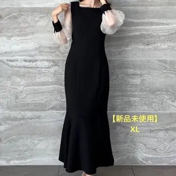 [ 미사용 새상품 ] 시어 볼륨 슬리브 머메이드 원피스