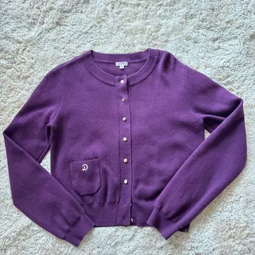 퍼플 울 혼방 가디건