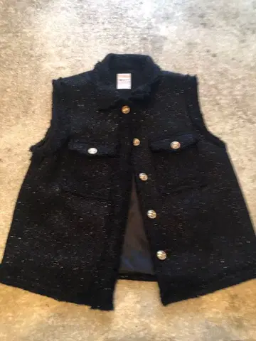 블랙 라메 믹스 트위드 베스트