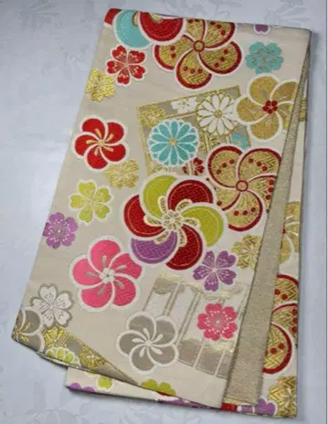 fk-12 순수 실크 후쿠로 오비 후리소데 성인식 새상품급