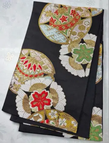 fk-13 순수 실크 후쿠로 오비 후리소데 성인식 새상품급