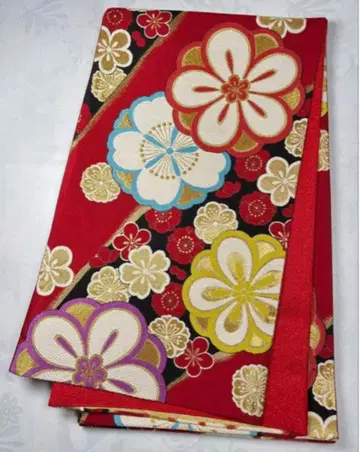 fk-17 순수 실크 후쿠로 오비 후리소데 성인식 새상품급