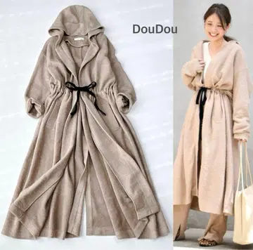 DouDou 두두 부클레 빅 후드 코트 (맥시 길이)