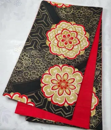 fk-22 순수 실크 후쿠로 오비 후리소데 성인식 새상품급