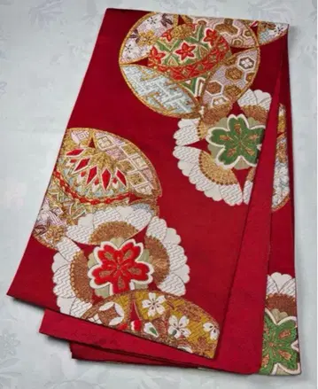 fk-23 순수 실크 후쿠로 오비 후리소데 성인식 새상품급