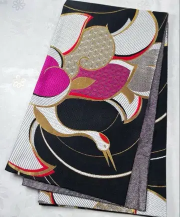 fk-28 순수 실크 후쿠로 오비 후리소데 성인식 멋짐 새상품급