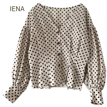 이에나 IENA 도트 무늬 블라우스 V넥 허리 쉐이프 긴팔 도트 F