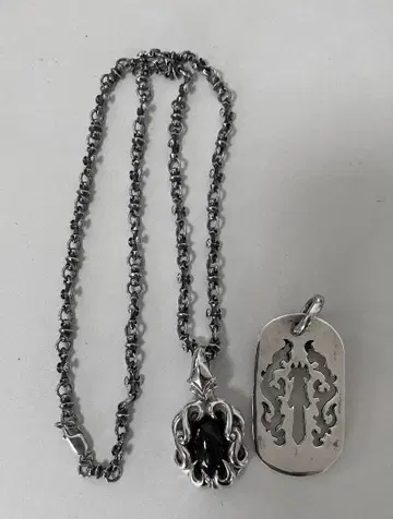 BLESS 실버 목걸이 체인과 탑 2개 세트