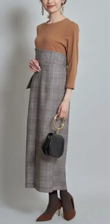 &NOSTALGIA 체크 무늬 롱 원피스