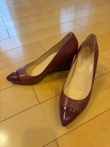 콜한 웨지솔 펌프스 23.5 6.5 크림슨 버건디