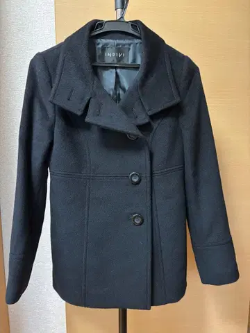 [ 새상품급 ] 블랙 울 혼방 피코트 36