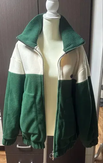 EMODA 플리스 자켓 그린/화이트