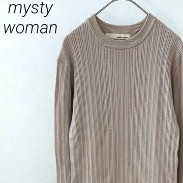 mysty woman 롱 원피스 리브 니트 크루넥 심플