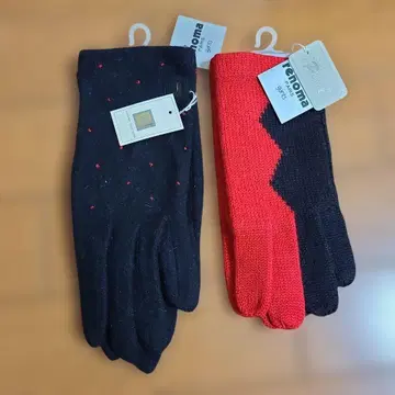 renoma 여성용 장갑 블랙과 빨간색 조합, 2세트