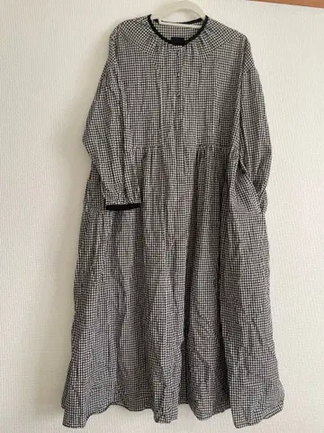 TANDEY 탄디 늑대와 올빼미 깅엄 체크 롱 원피스