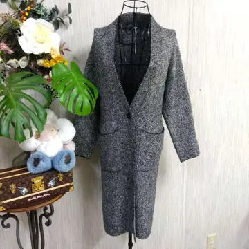 UNIQLO 그레이 계열 트위드풍 롱 코트 여성용 S