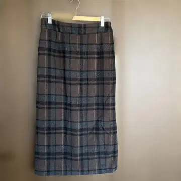 저널 스탠다드 울 혼방 체크 무늬 롱 타이트 스커트