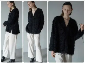 CLANE W FACE FRINGE TOPS 블랙 블랙