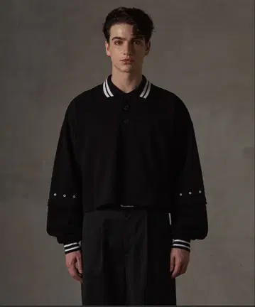 GRANCY 지퍼 레이어드 와이드 숏 피케 셔츠