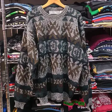 90s 빈티지 USA 구제 의류 레트로 총 패턴 아크릴 니트