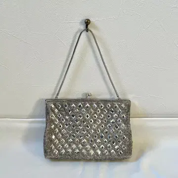 새상품급 빈티지 클러치백 비즈 실버 파티 포멀 은