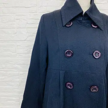 살롱 M 더블 버튼 코트 다크 네이비 안감 스트라이프 [1626-39]