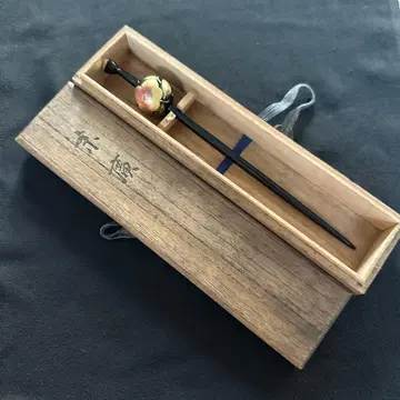 앤티크 구슬 비녀 꽃 책갈피 하나 꽂는 블랙 일본제 마키에풍 스에히로