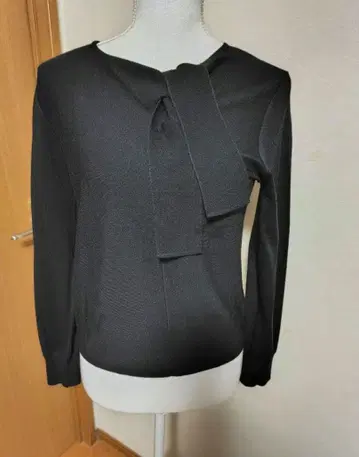 [ 아마카 ] 레이온 실크 보타이 니트 블랙