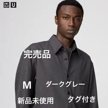 완판템 유니클로U 트윌 워크 오버사이즈 셔츠 M 그레이 미사용 새상품