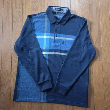 TOROY 디자인 피케 셔츠 긴팔 네이비 체크