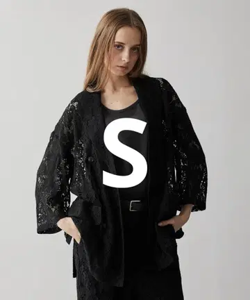 [ CLEL ] 루즈 코드 레이스 반팔 더블 테일러드 자켓 블랙 S