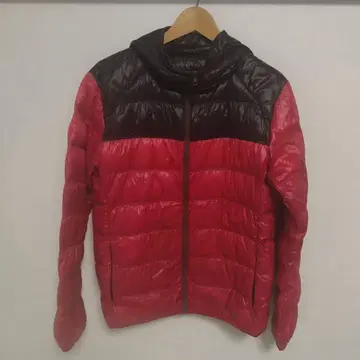 M 사이즈 다운 자켓 코트 고급 페더 혼방 빨간색 x 블랙