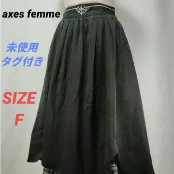 미사용 택 포함 axes femme 밑단 절개 턱 스커트 롱 블랙