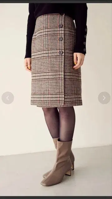 체크 무늬 리버서블 스커트 ( 오렌지 )