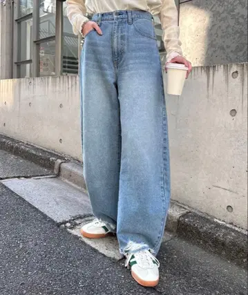 여성용 데님 청바지 티피 와이드 커브 데님 차오패닉 M