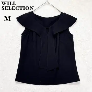 윌셀렉션 보타이 오프숄더 티셔츠 M 블랙 블라우스 일본제