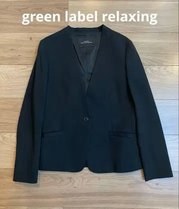 그린라벨 노카라 자켓 울 혼방 블랙 사이즈 38 스트레치