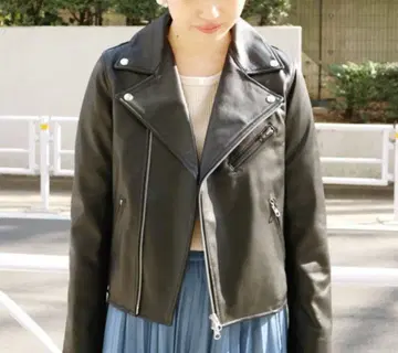 SLOBE IENA 양가죽 블랙 더블 라이더 자켓 36