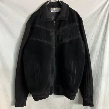 80s 90s usa 구제 의류 Repage 블랙 스웨이드 니트 자켓 L